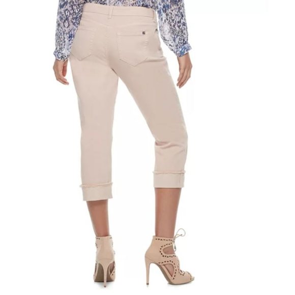 Pale Pink Jennifer Lopez Cuffed Capris Size 12 - Picture 1 of 14